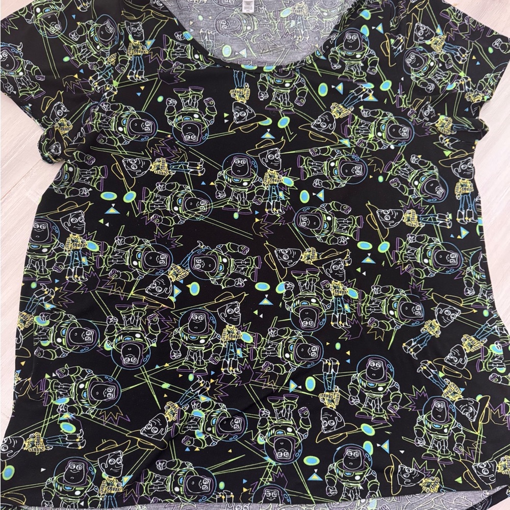 LuLaRoe Classic Tee Toy Story Graphic Tee with Neon Characters
